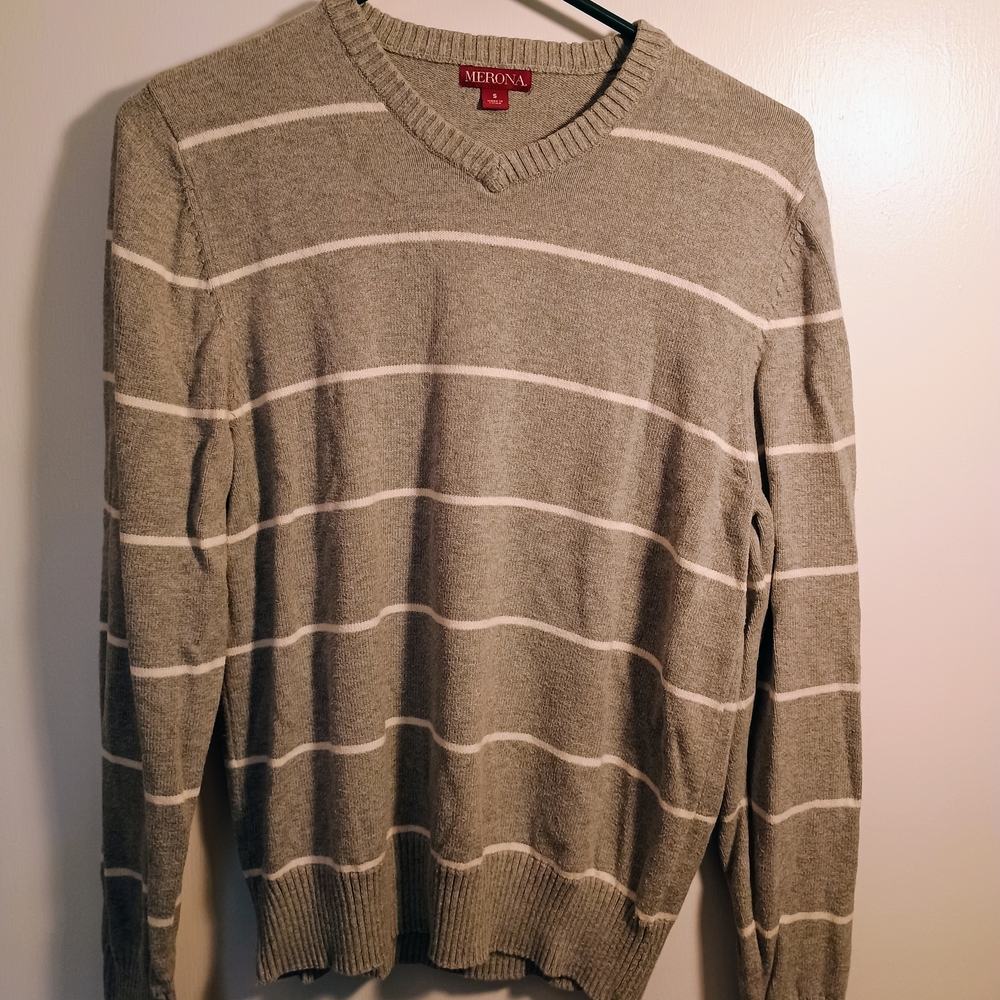 Merona Men's Gray Striped Sweater